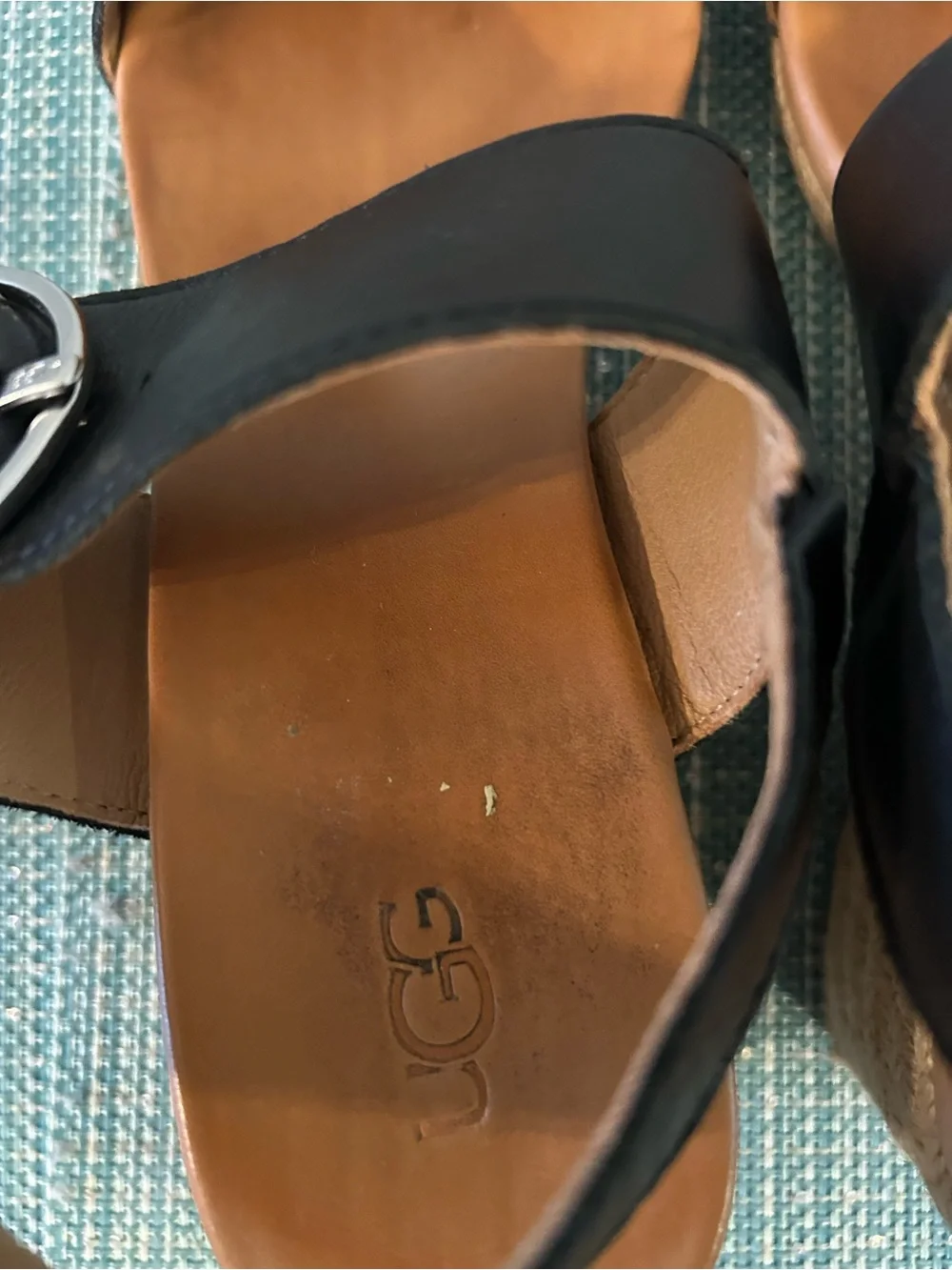 Black Wedge Espadrille Sandals with Silver Buckle